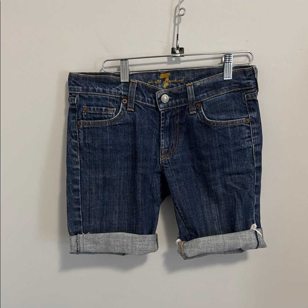 7 For All Mankind Dark Blue Denim Jean Cut Off Shorts Size 26